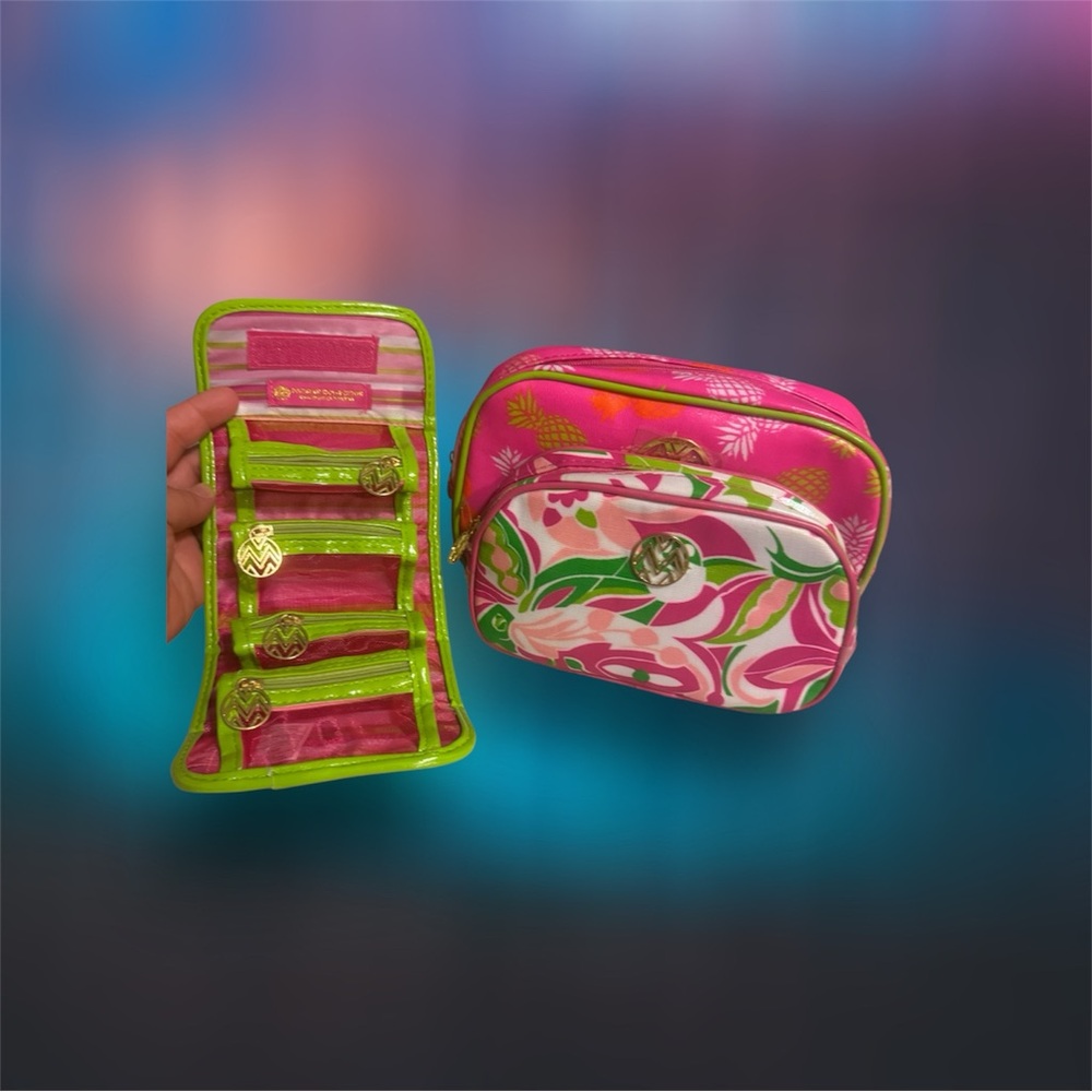 Macbeth Collection by Margaret Josephs Pink/Green Cosmetic/Jewelry Travel Set - Picture 13 of 13